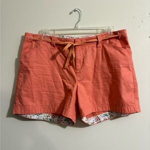 Natural Reflections shorts Women’s Mid‎ Rise Orange Chino 100% Cotton size 18